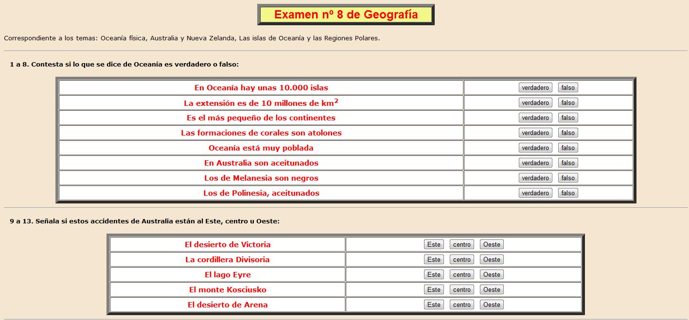 Examen de Geografía (8) | Recurso educativo 37356