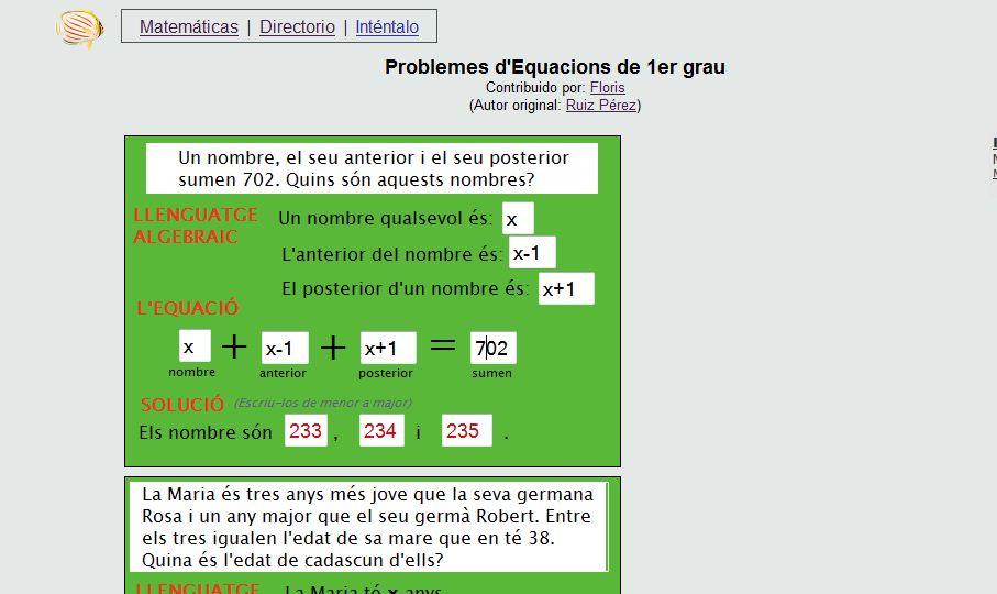 Problemes amb equacions de primer grau | Recurso educativo 37639