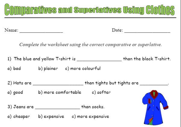 Comparatives and superlatives using clothes | Recurso educativo 39839
