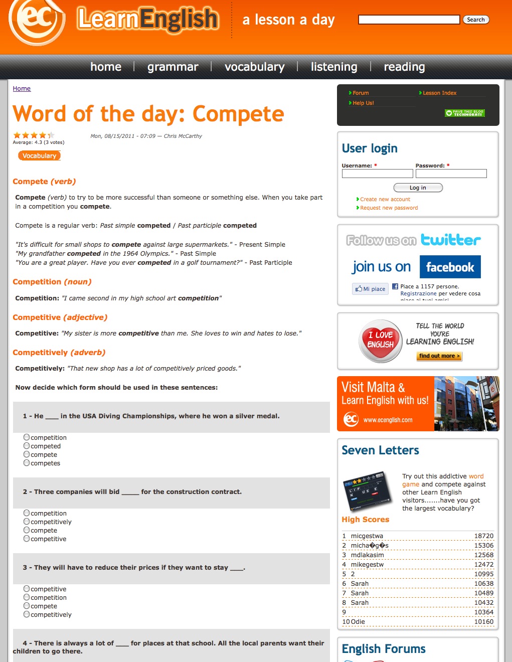 Word of the Day: Compete | Recurso educativo 40825