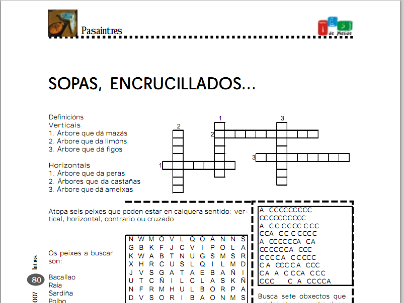 Sopas de letras y crucigramas en lengua gallega | Recurso educativo 41669