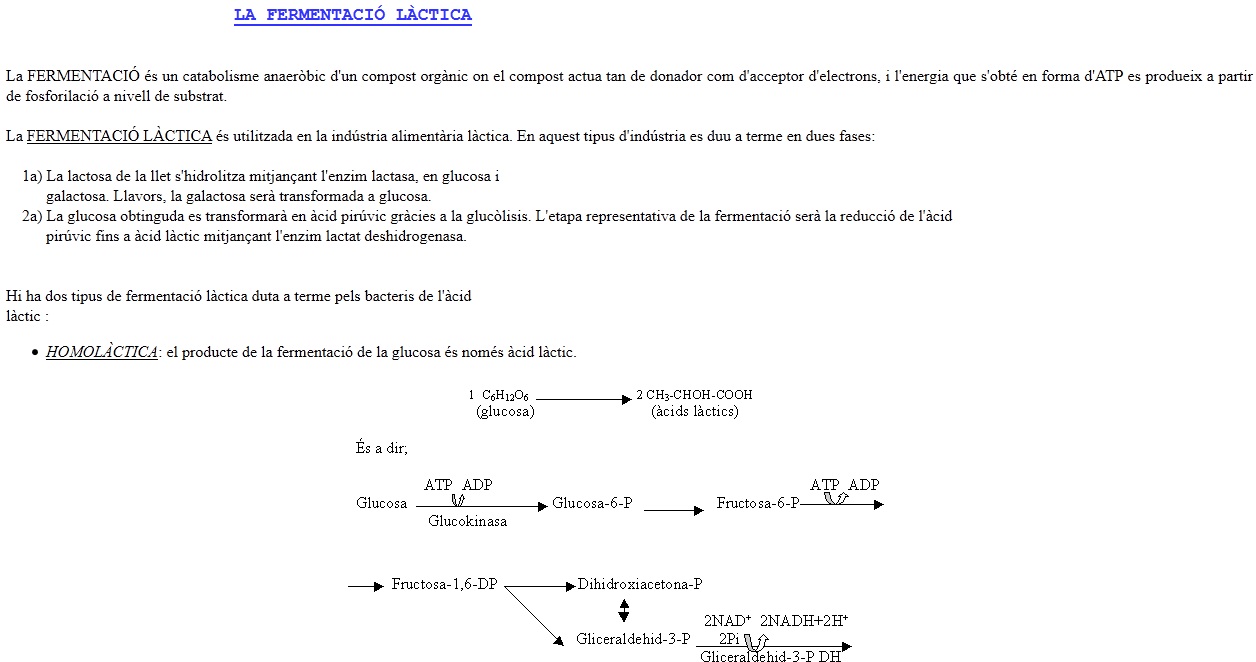 Fermentació làctica | Recurso educativo 47288