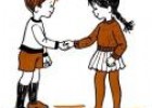 Il·lustració: dibuix d'un nen i una nena que es donen la mà | Recurso educativo 26821