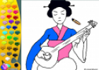 ¡A Colorear!: Geisha tocando el laud | Recurso educativo 27487
