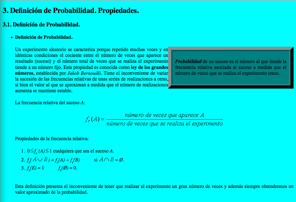 Definición de probabilidad. Propiedades | Recurso educativo 92301