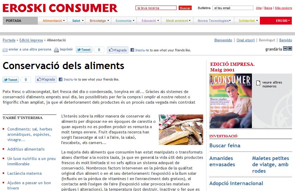 La conservació dels aliments | Recurso educativo 35911